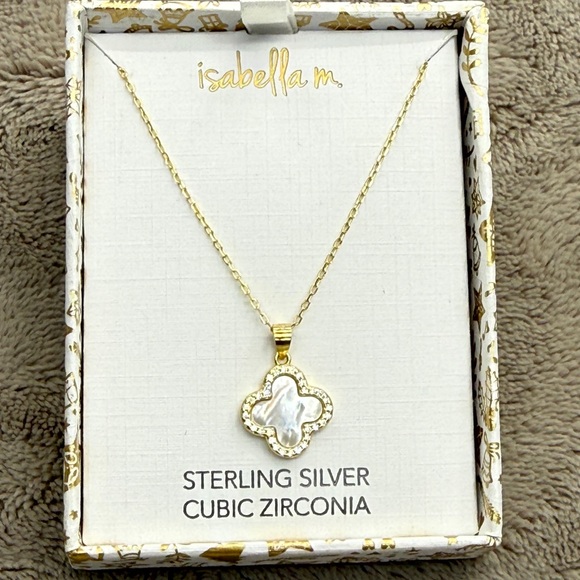 Isabella M - 18k Gold Plate over Sterling Silver Necklace with Mother of Pearl - Picture 4 of 4